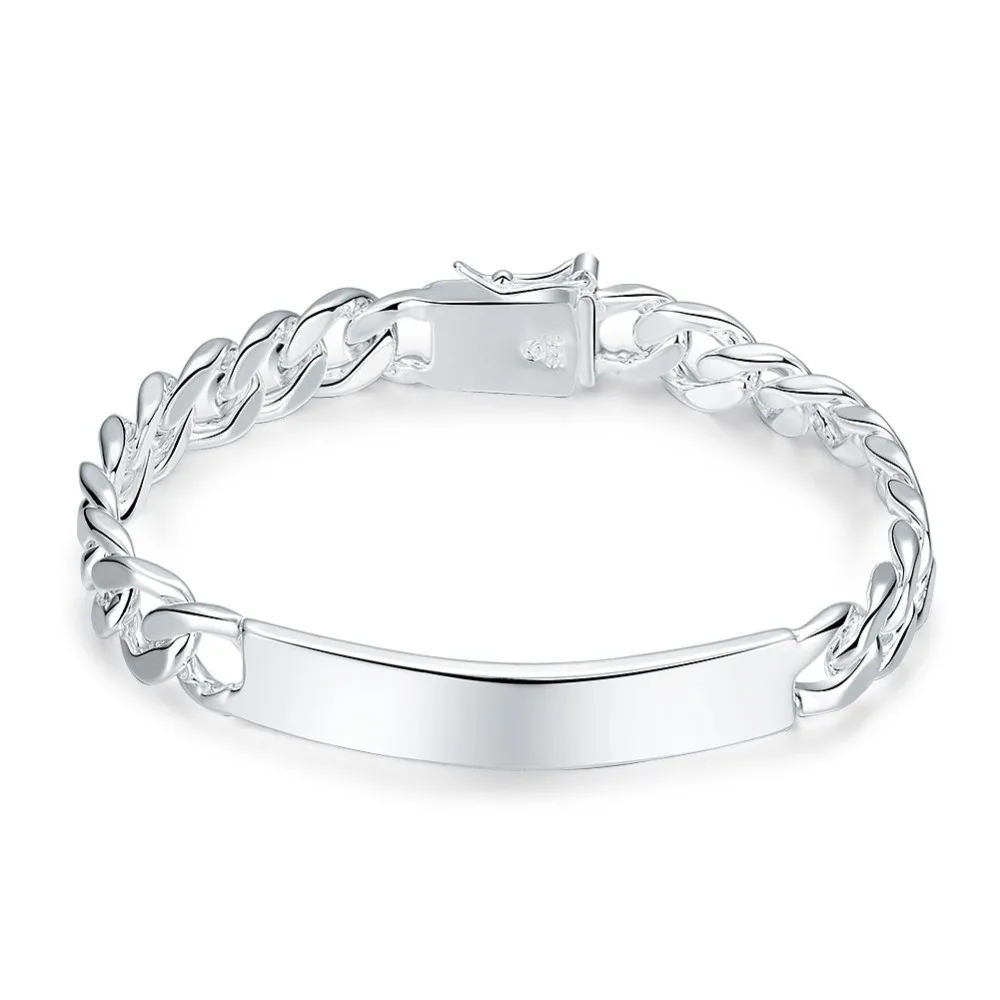 

10 MM Chains Bracelets for men wholesale 925 stamped silvered bracelets fashion bracelet silver jewelry silver ...