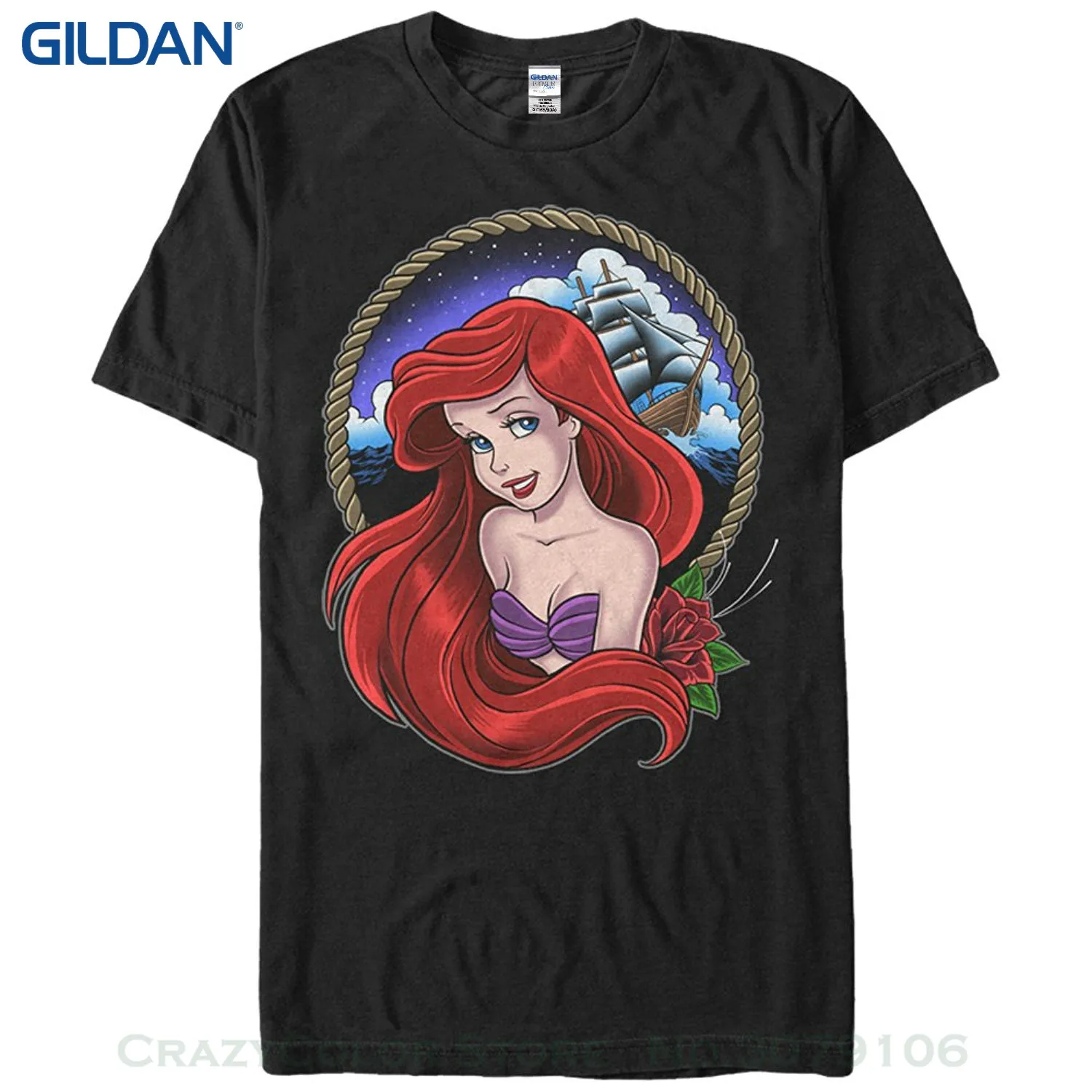 

Short Sleeve long Sleeve T-shirt Funny Print The Little Mermaid Ariel Rope Frame Mens Graphic T Shirt coat clothes tops