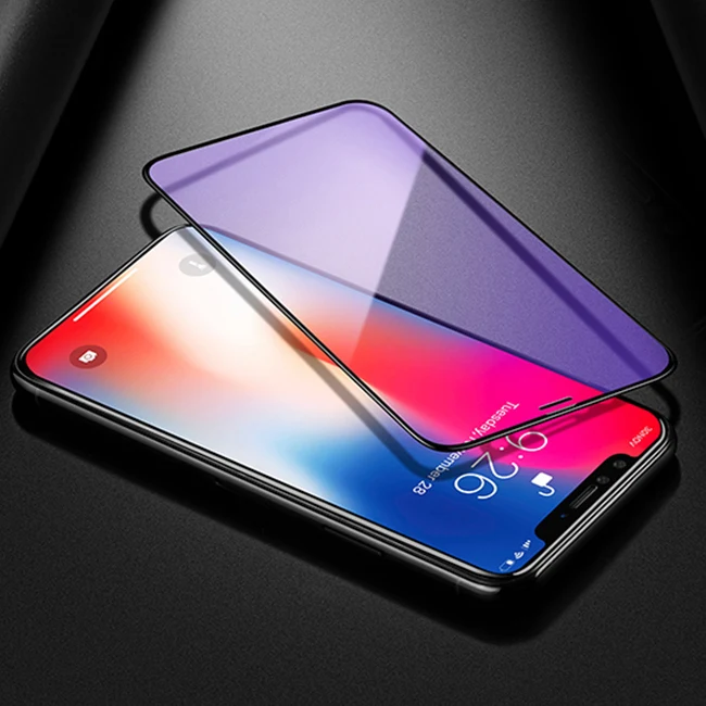 Настоящее 5D изогнутый край полный клей крышка 9H 10D 3D закаленное стекло для iPhone X 10 XS Max XR анти синий луч света Защитная пленка для экрана - Цвет: Anti Blue Ray