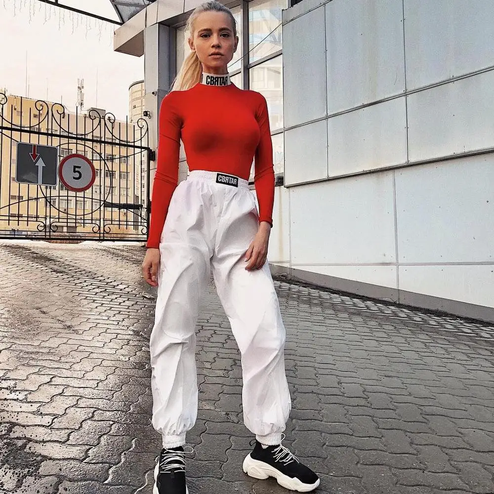 InstaHot White Letter Print Jogger Cargo Pants Women Loose Casual 2019 Summer Autumn Trousers Cool Long Pant Streetwear Harem InstaHot White Letter Print Jogger Cargo Pants Women Loose Casual 2019 Summer Autumn Trousers Cool Long Pant Streetwear Harem