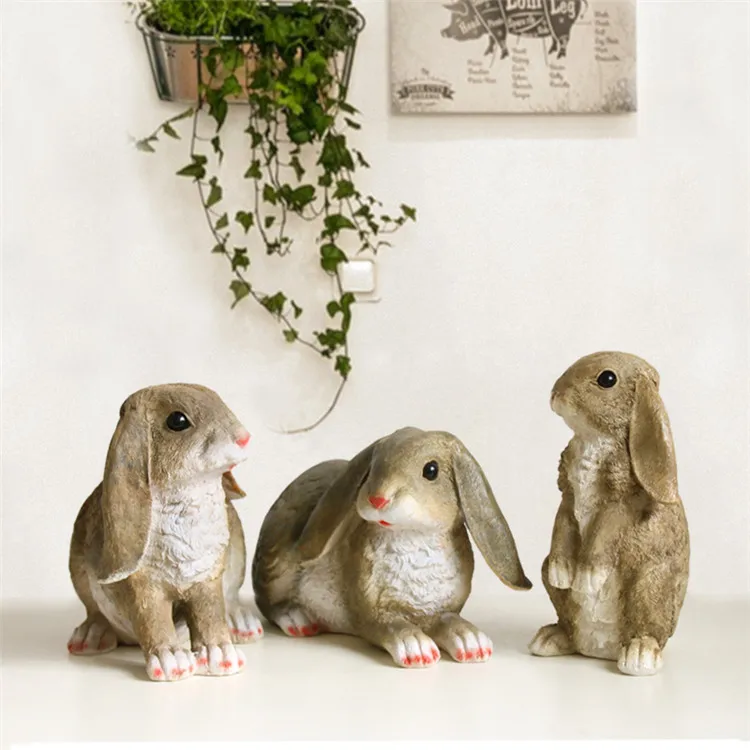 High Quality Home Garden Resin Decoration Brown Bunny Rabbit Ornament