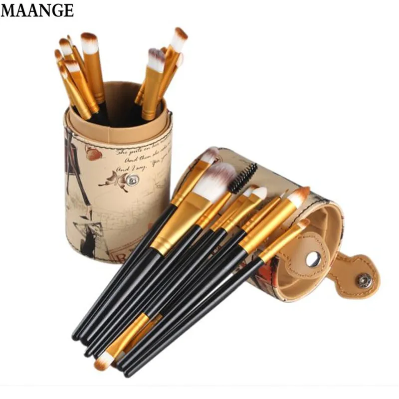 

20PCS MAANGE Professional makeup brushes set +Leather Cup Holder Case Foundation Eyeshadow ovale makeup brush cosmetics Tool