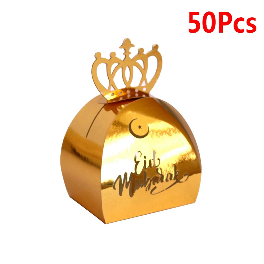 A1 Gold 50 шт. Eid Mubarak конфетная коробка золотые серебристые, лазерные подарочные коробки Рамадан карема мусульманский фестиваль счастливые EID вечерние украшения - Цвет: A1 Gold