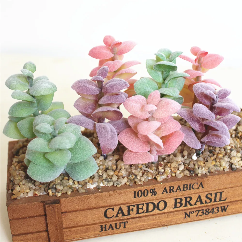 

Height=9cm Diameter=5.5cm Green Purple Flocking Artificial Succulents Plants Flower Arrangement Fake Plants plantas artificiais