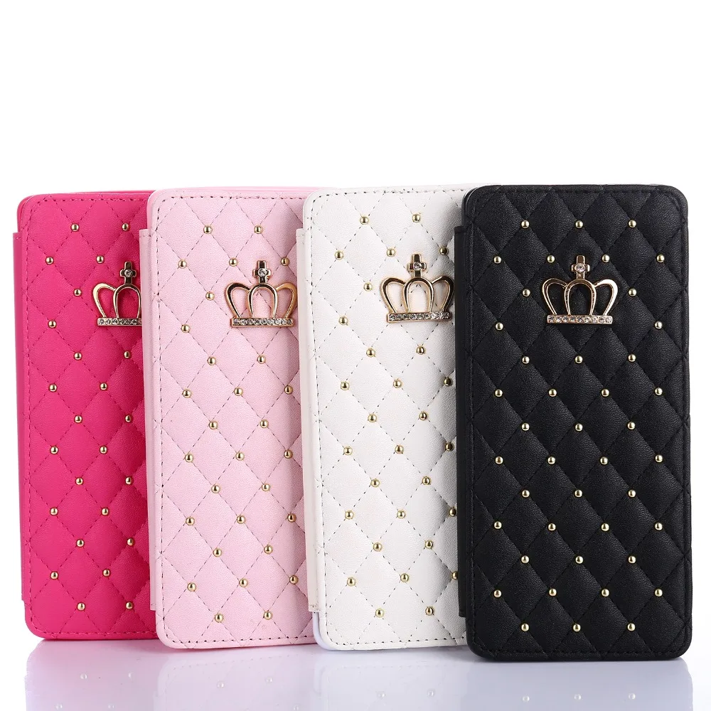 

For Samsung Galaxy Note 8 9 Glitter Crown Diamond Wallet Leather Case Flip Stand Cover Coque Mobile Phone Bag With Card Slots