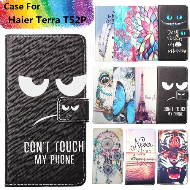 Best Offers Fashion 11 Colors Cartoon Painting PU Leather Magnetic clasp Wallet Cover For Haier Terra T52P Case