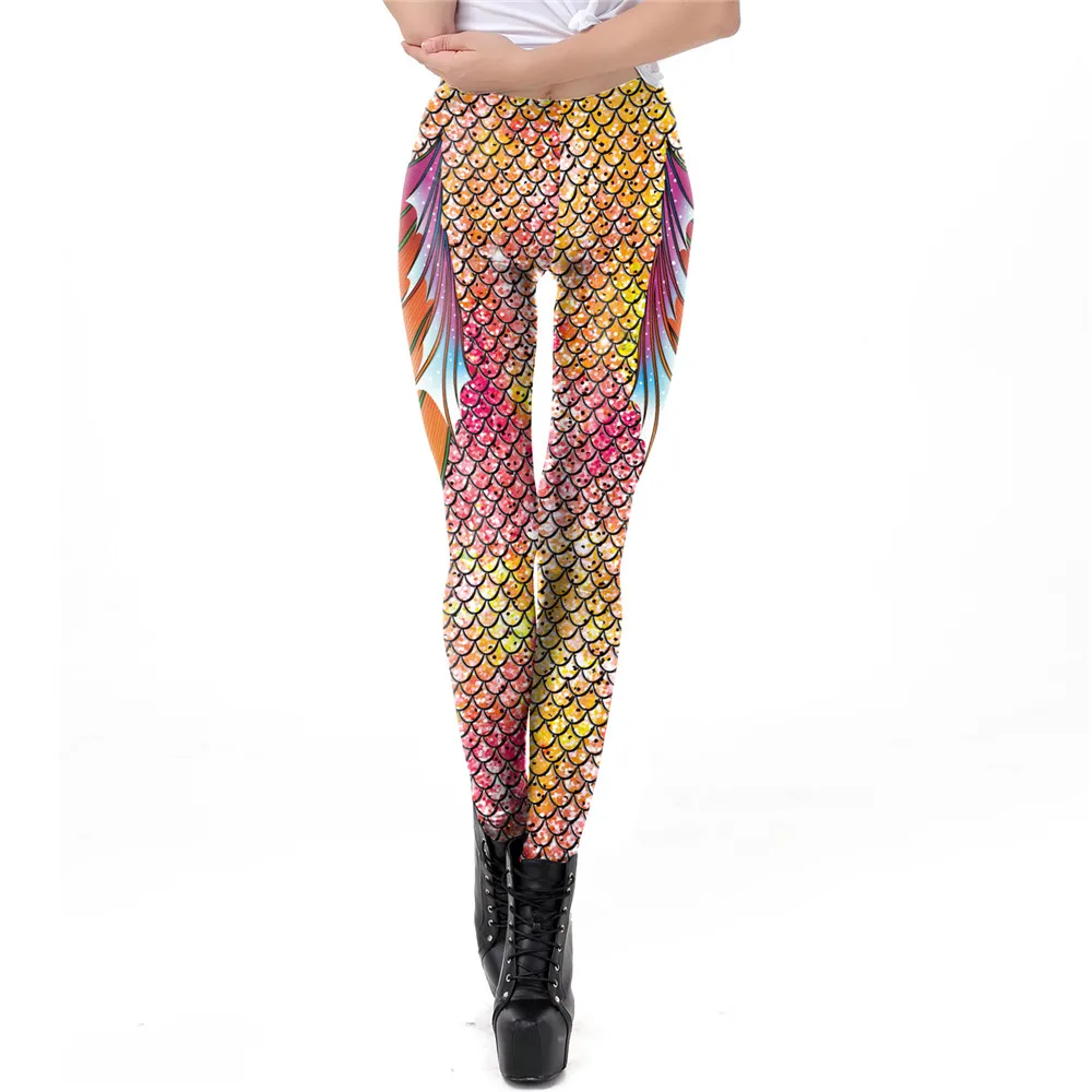 thermal leggings FCCEXIO New Galaxy Leggings Women Sexy Mermaid Legging Fish Scale Leggins Fitness Colorful Puls Size Elasticity Legins 3D Pants lularoe leggings