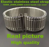 Розничная продажа-1 шт. Высококачественный эластичный ремешок из нержавеющей стали 18 мм, 20 мм, 22 мм ремешок для часов может использоваться-серебристый цвет-526 - изображение