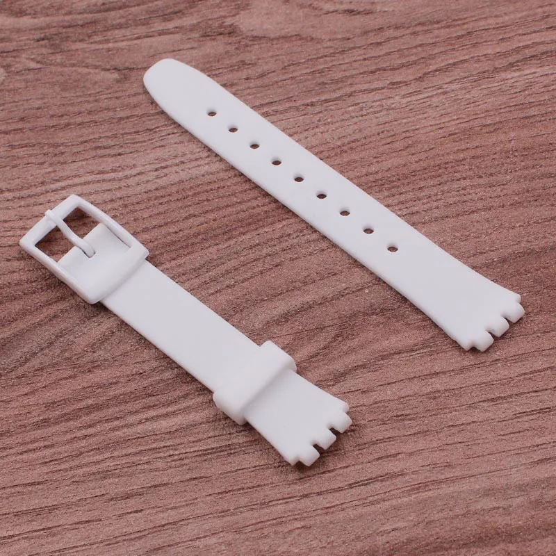 Watch Accessories Top quality 12mm silicone rubber strap for Swatch color rubber band strap strap plastic buckle
