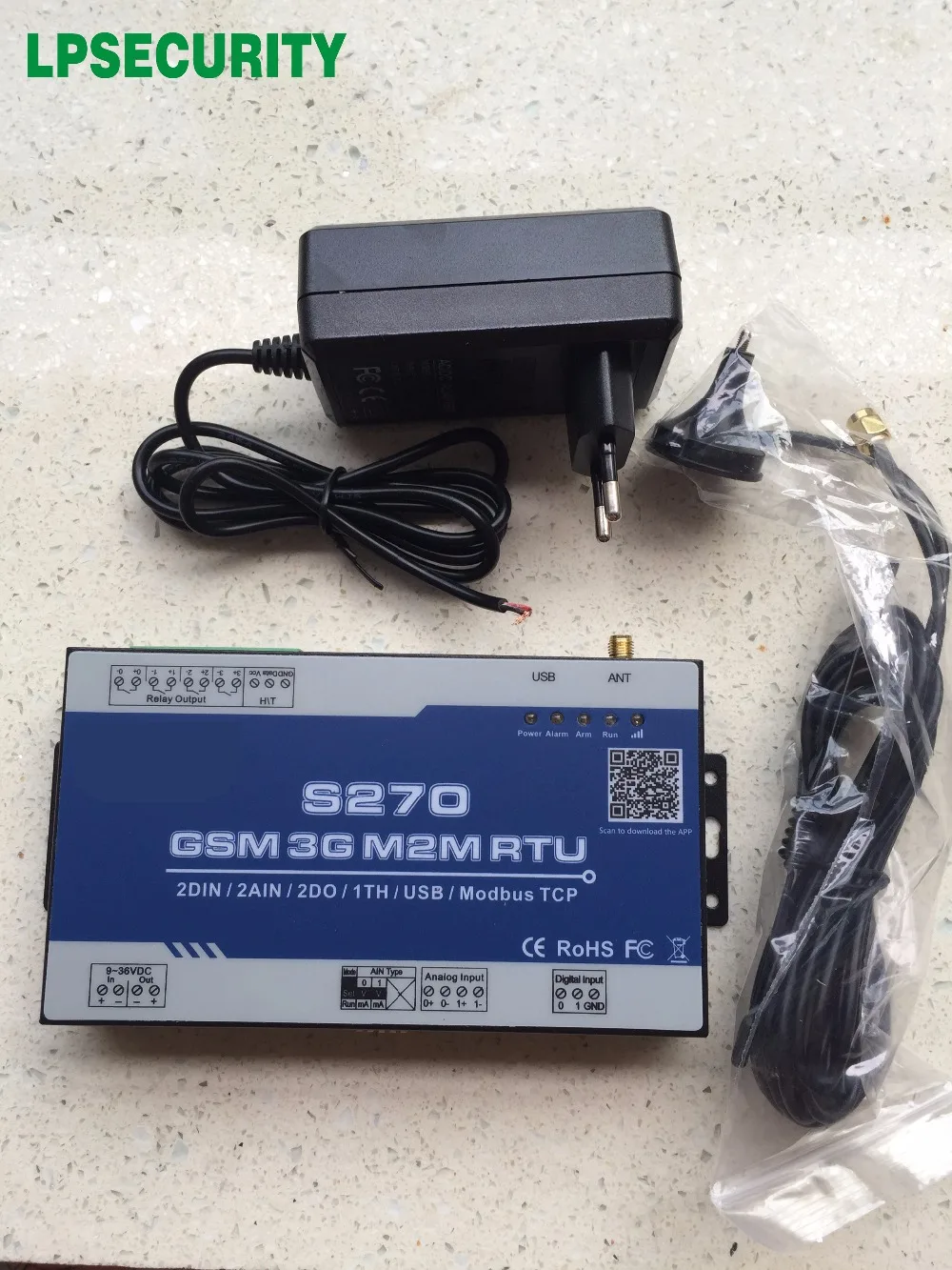 S270 M2M GSM/GPRS RTU Управление; с 2 цифровых+ 2 аналоговых входа+ 1 температуры и влажности вход+ 2 реле Управление выходы