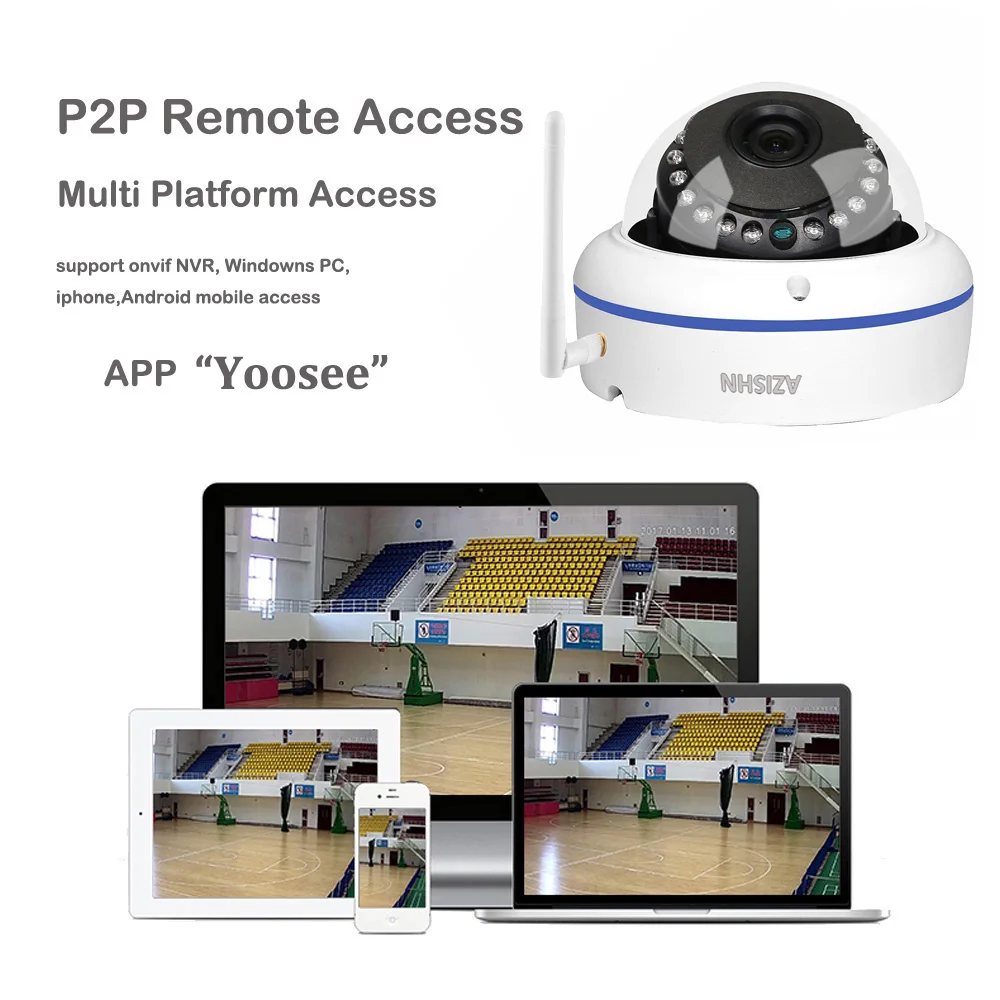 AZISHN Vandalproof Wifi Проводная ip-камера 720 P/960 P/1080 P Yoosee Обнаружение движения IP66 15IR CCTV камера с поддержкой sd-карты до 128G