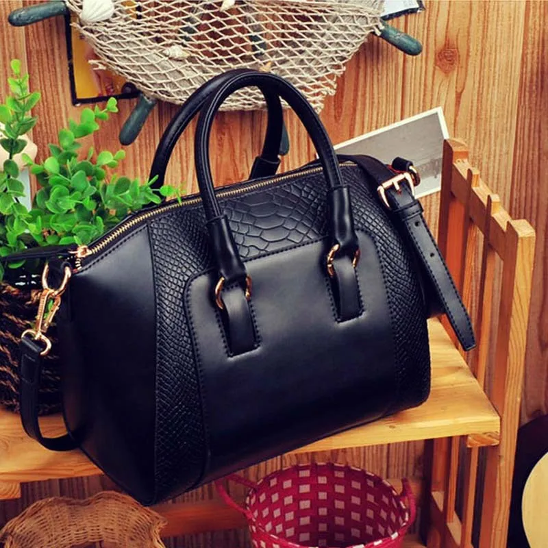 2014 Hotsale faux PU Leather Women Tote Handbags Wholesale Price Crocodile Grain Pattern women messenger bags