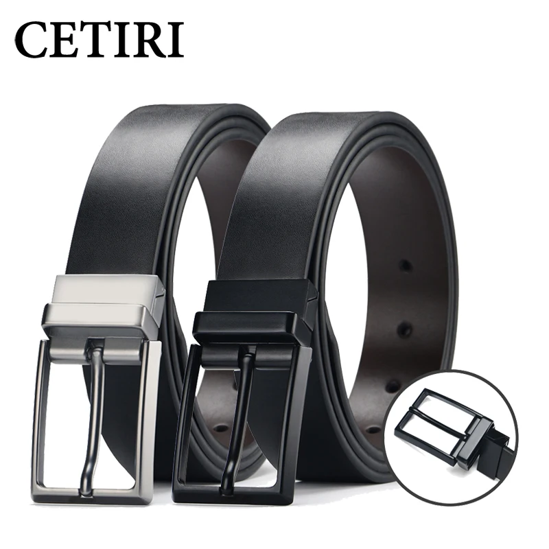 CETIRI diseñador fina de los hombres de cuero Reversible 3,5 cm ancho girar hebilla correa de cuero genuina para los hombres vaqueros