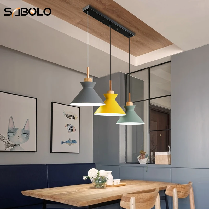 

Pendant Lights For Dining Room Of Nordic Style Simple Bar Hanging Lamp Colored Minimalist Design LED Pendant Lamp