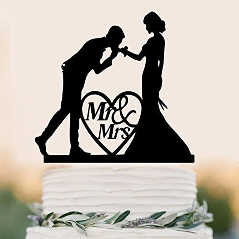 Love Wedding Cake Topper,Mr and Mrs Wedding silhouette Cake Topper,Bride and Groom Wedding Have Funny decoration Supplies