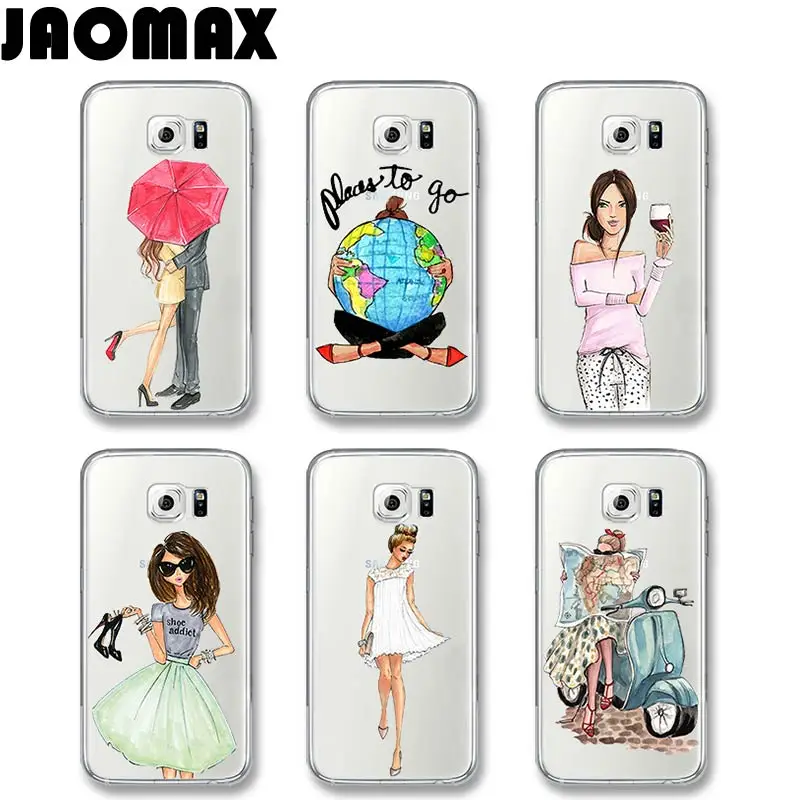 

Jaomax Beautiful Drink Wine Travel Girl Case For Samsung Galaxy Note 8 S8 S9 PLUS S6 S7 Edge Silicone Transparent Phone Cover
