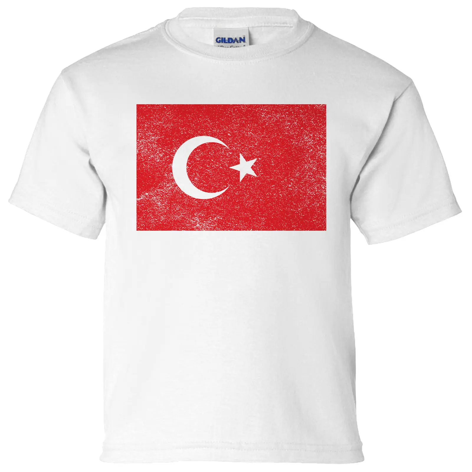 

TURKEY DISTRESSED LOOK FLAG GIRLS T SHIRT FOOTBALL SPORT NATIONAL