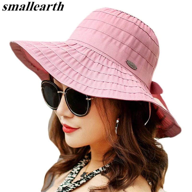 أزياء المرأة الصيف الشمس القبعات القطن قبعة صياد النساء طوي الشمس قبعات دلو القبعات واسعة حافة anti شاطئ قبعات