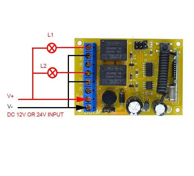 433 M 12 V DC12V DC 24 V 10A 2CH RF Беспроводной дистанционного Управление переключатель Системы передатчик контроль за дверью гаража оконная лампа свет двигатель