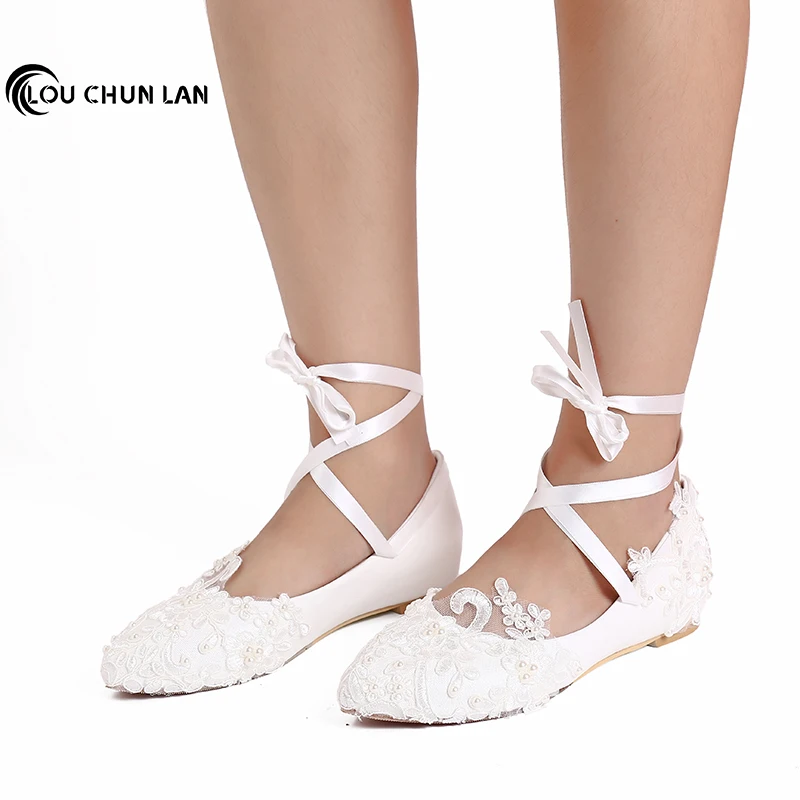 Women Shoes Adult Flats Wedding Shoes Party Large Size 41-47 Pearl Rhinestone Beaded Anklet Lace-Up Shoes White Bridesmaid Shoes Women Shoes Adult Flats Wedding Shoes Party Large Size 41-47 Pearl Rhinestone Beaded Anklet Lace-Up Shoes White Bridesmaid Shoes