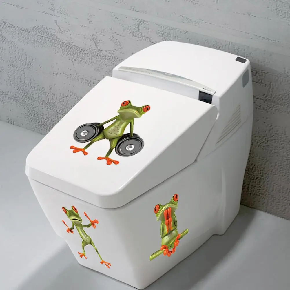 

3D Stereo Individual Frog Funny Car Sticker Innovative Restroom Toilet Sticker Refrigerator Sticker Cartoon Wall Sticker