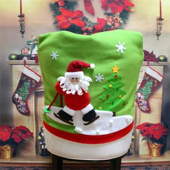 

Cute Skidding Santa Claus Christmas Backrest Chair Cover Set Xmas Party Decor Chairs Dinner Party Skiing Style 2019 New Arrive