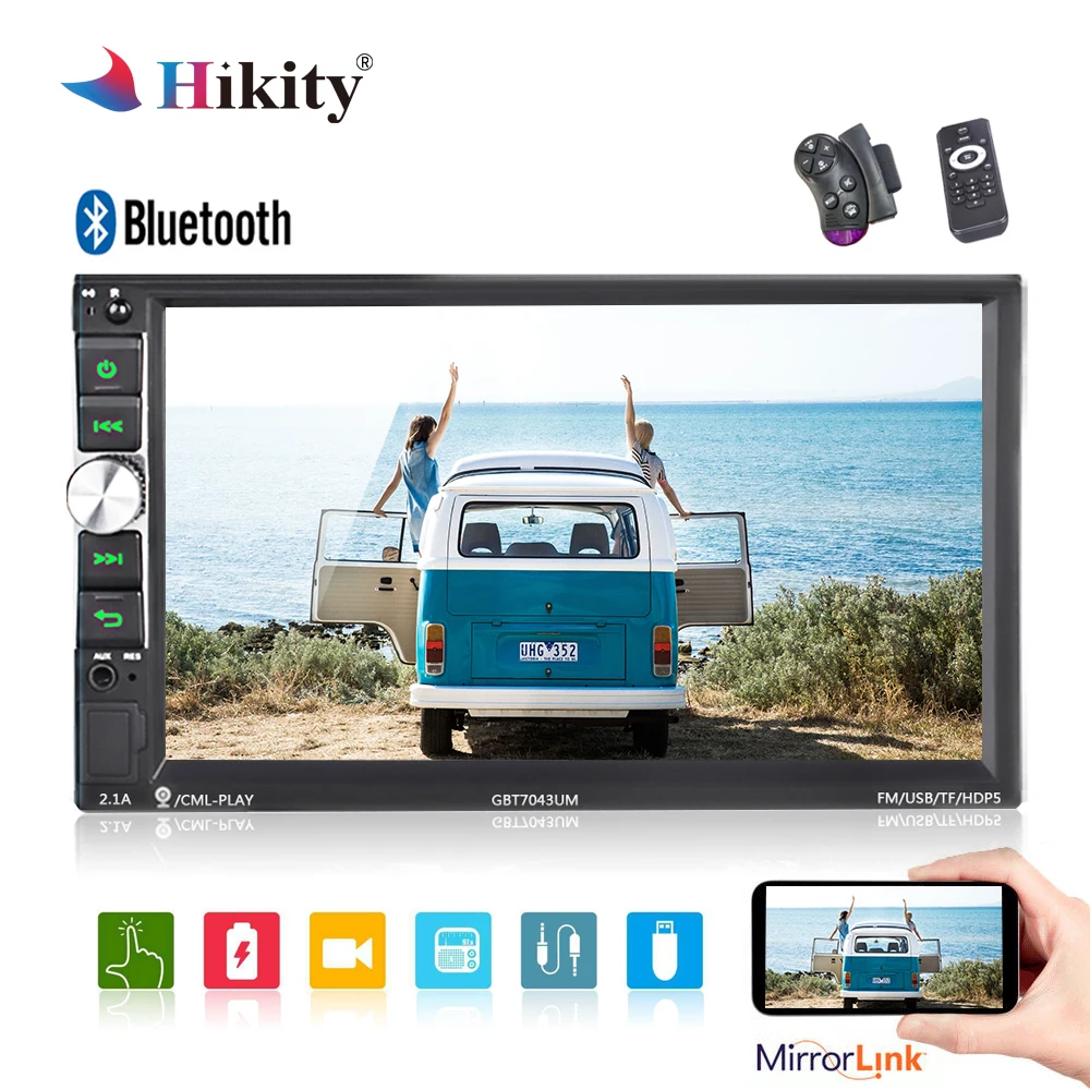 

Hikity 2 Din Universal Car Radio 7" HD Touch Screen Car Multimedia MP5 Player Backup Rearview Camera Support Bluetooth Autoradio