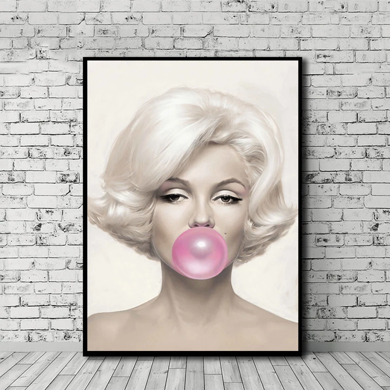 

Marilyn Monroe Sexy Pink Bubblegum Canvas Painting Print Bedroom Home Decor Modern Wall Art Oil Painting Poster Pictures Artwork