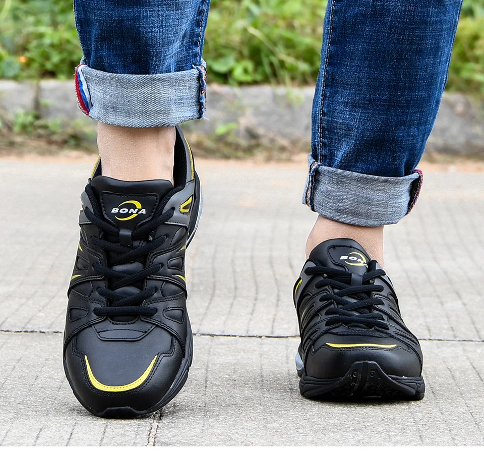 BONA/Легкая уличная спортивная обувь; мужские кроссовки; удобные беговые кожаные кроссовки для тенниса; мужские кроссовки для бега; удобные мужские кроссовки