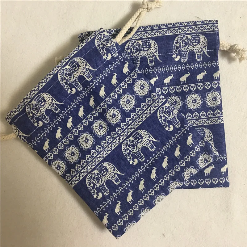 Yile ручной работы из хлопка белье Drawstring Многофункциональный Органайзер подарок сумка слон голубой цветок 8123 г