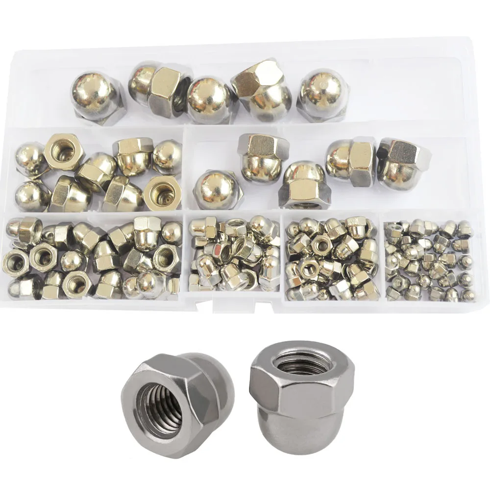 

Acorn Cap Nut Metric Hexagon Threaded Hex Decorative Cover Nut 304Stainless Steel Set Assortment Kit M3 M4 M5 M6 M8 M10