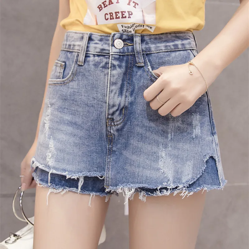 S XL 2 colors 2018 summer korean style high waist skirt shorts feminino ...