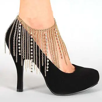 

High Heels Chain Tassel Women Anklet Shoes Decoration Rhinestone Fashion Luxury Attractive Wedding Bridal Accessories Party