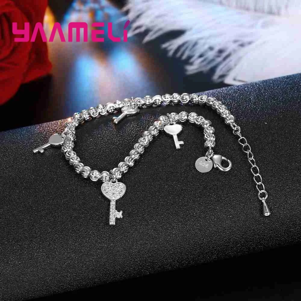 Sparking Key shape кулон браслет для женщин 925 пробы серебряные браслеты ювелирные изделия винтажный подарок для подруги