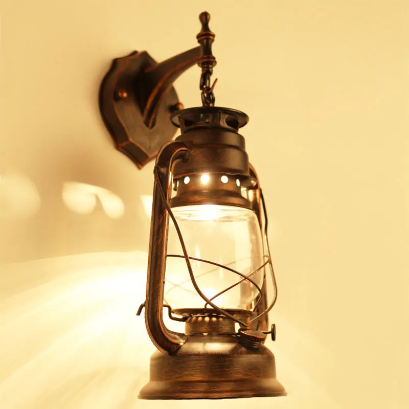 Led Wall Lamp Retro Kerosene Lamp with E27 LED Bulb Beside Light