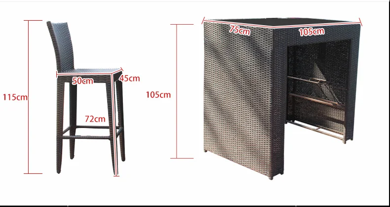 Ротанговая уличная мебель барный стол садовая мебель барный стул пляжная мебель ротанговый столовый набор