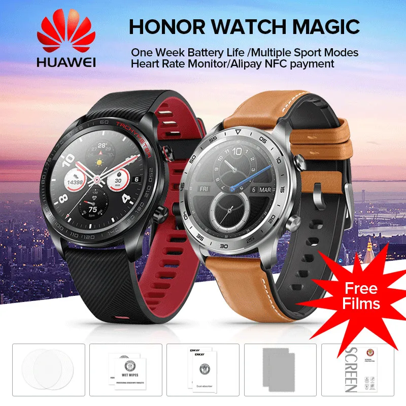 

HUAWEI HONOR Watch Magic Glory Lightweight 50 Meters Waterproof AMOLED Color Screen GPS NFC Payment Smart Watch New Arrival