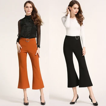 

New 2017 spring and summer fashion women elegant all-match boot cut ankle length trousers suit pants office lady casual pants