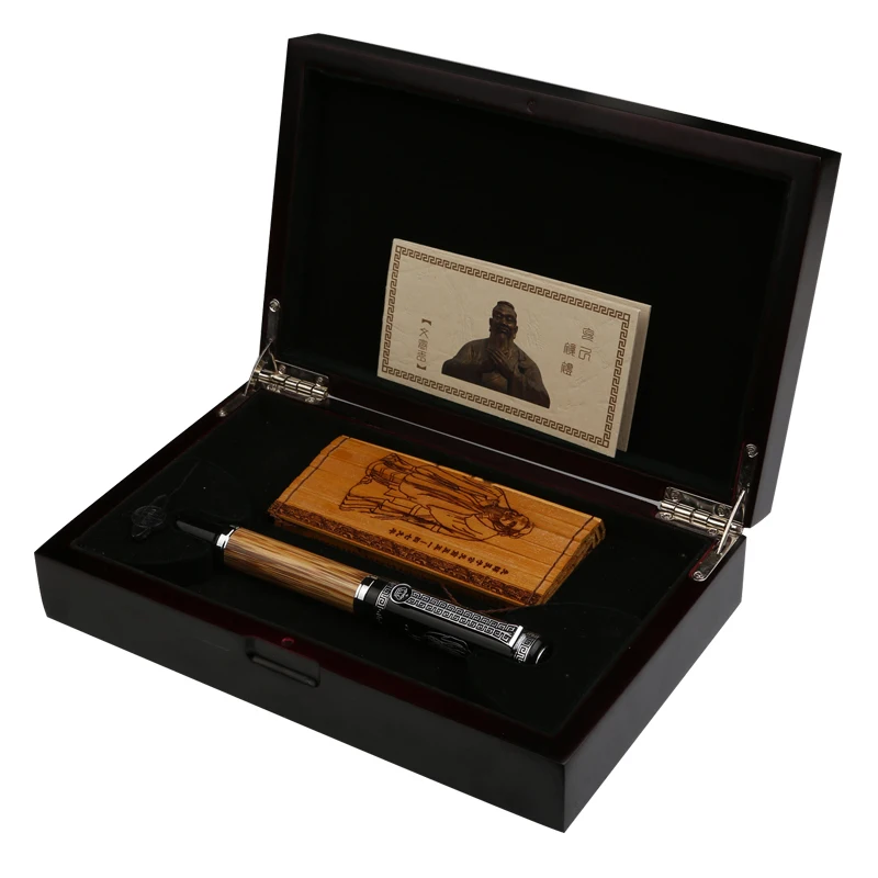 Подарочные художественные ручки Duke Confucius, 1,2 мм, изогнутый кончик, каллиграфия, перьевая ручка с бамбуковым покрытием, Подарочная коробка, изогнутое перо, чернильные ручки для рисования
