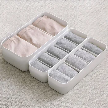 

Plastic Storage Boxes Sock Underwear Tie Bra Closet Cosmetic Organizer Drawer Divider