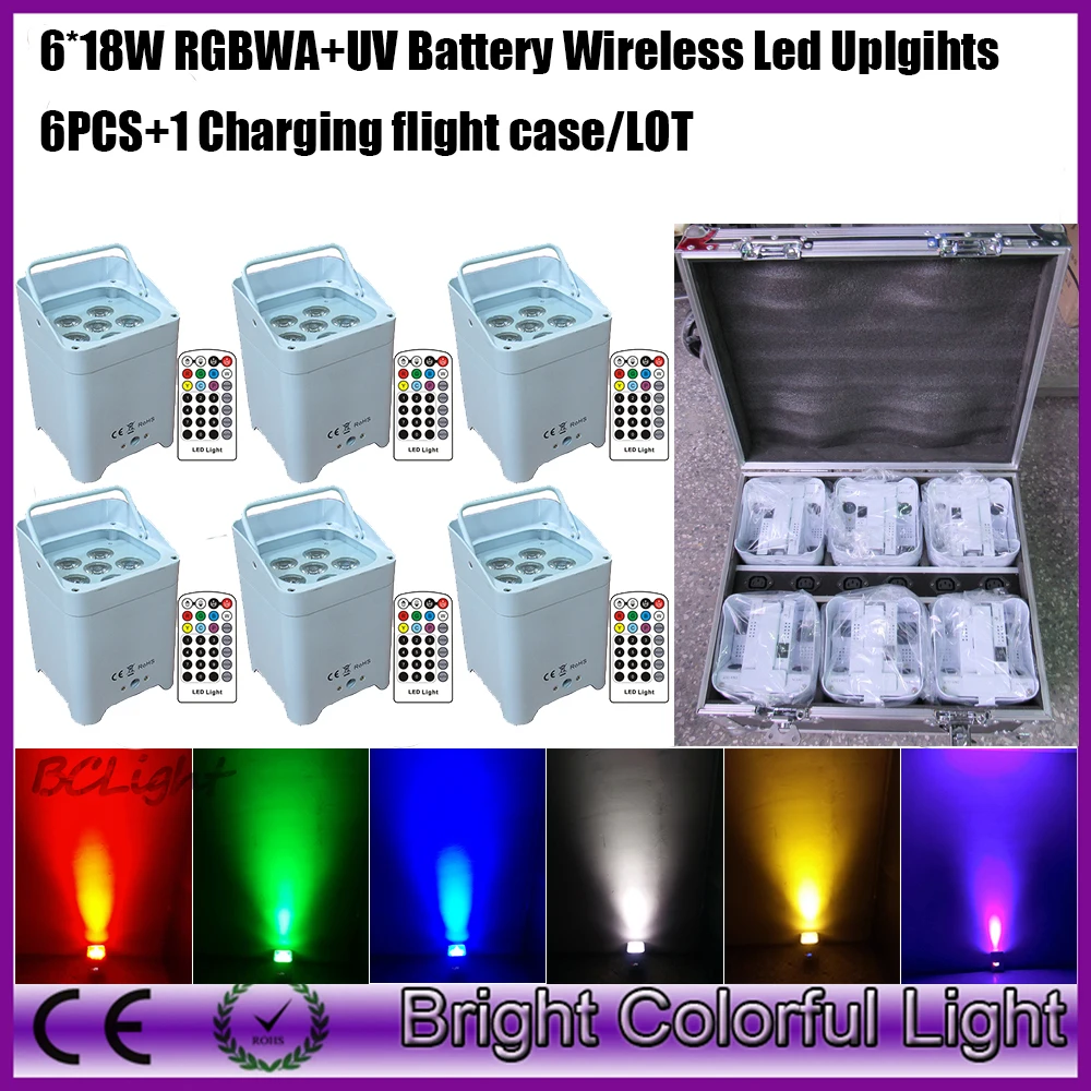 6XLOT + 1fly чехол Freedom Par DMX RGBWA UV 6 в 1 LED светильник Mini 6x18w беспроводной сценический с