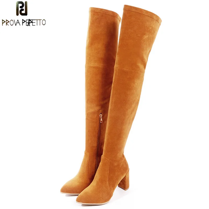 

Prova Perfetto 2018 New Style Woman Over The Knee Boots Fashion Pointed Toe High Heel Boots Women Long Boots Roman Style Boots