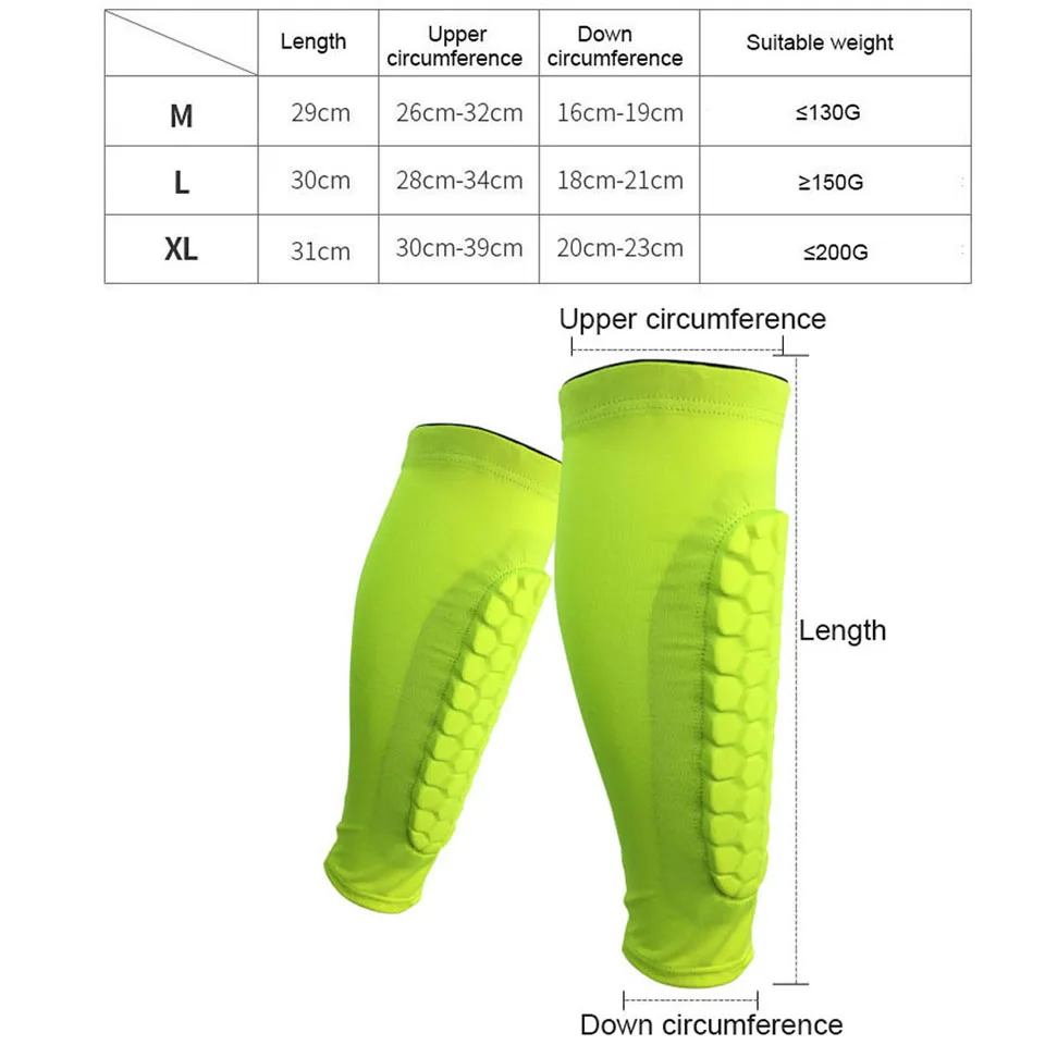 GOBYGO 1PCS Gym Sport Football Shin Guard Protector Soccer Honeycomb Anti-crash Leg Calf Sleeve Compression Cycling Leg Warmers