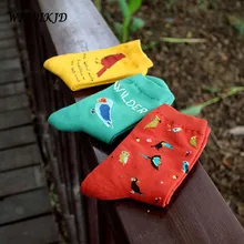 [Wploikjd] личность птичка модные креативные носки Harajuku Корейская версия Карамельный Цвет мультфильм хлопок Для женщин
