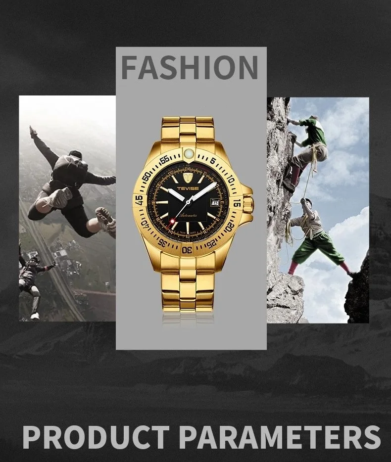 TEVISE Brand Watch Men T839A-002 Automatic Mechanical Watch Calendar Luminous Hands Waterproof Male Clock Business Wristwatch (2)