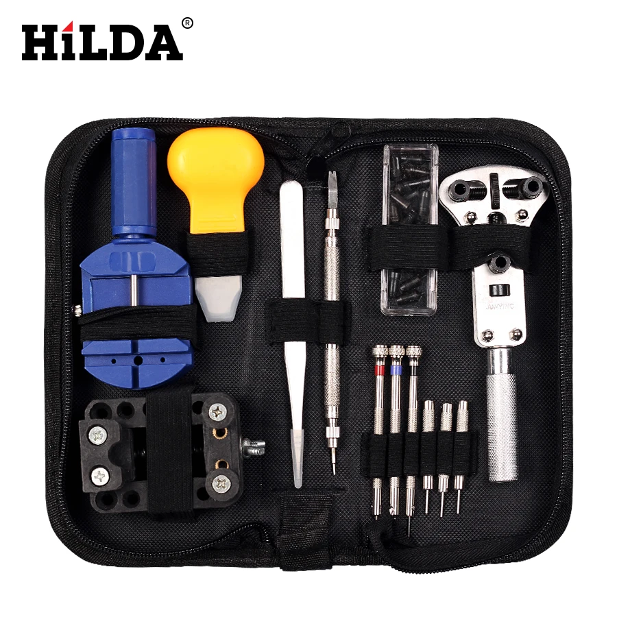 HILDA 144 в одном набор инструментов для ремонта часов для открывания часов пружинная отвертка для снятия крепежа Пинцет часовое устройство