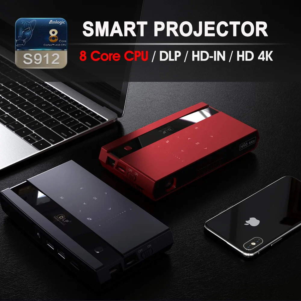 H96 MAX проектор 2,4g и 5g wifi мини dip проектор Pico bluetooth 2G 16G 4k Amlogic S912 150 люмен Android 6,0 h96-p проектор