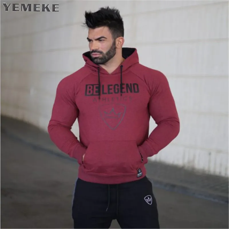 

YEMEKE 2018 Muscle doctor autumn and winter casual new cap fashion trend gyms breathable Red black grey hoodie
