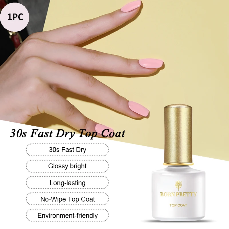 Fast Dry Top Coat BORN PRETTY, 60 цветов, Матовый УФ-гель для ногтей, 6 мл, чистый цвет для ногтей, матовое верхнее покрытие, впитывается, Гель-лак для ногтей, маникюрный лак - Цвет: Fast Dry Top Coat