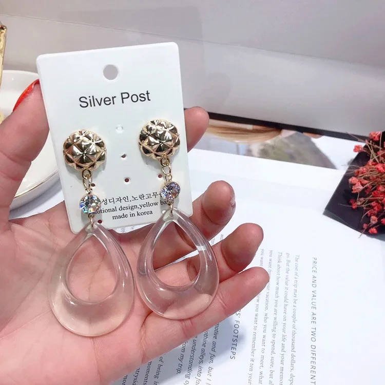 Exaggeration hollow water drop earring 925 silver post Hypoallergenic fadeless fashion jewelry dangle earrings for women gift